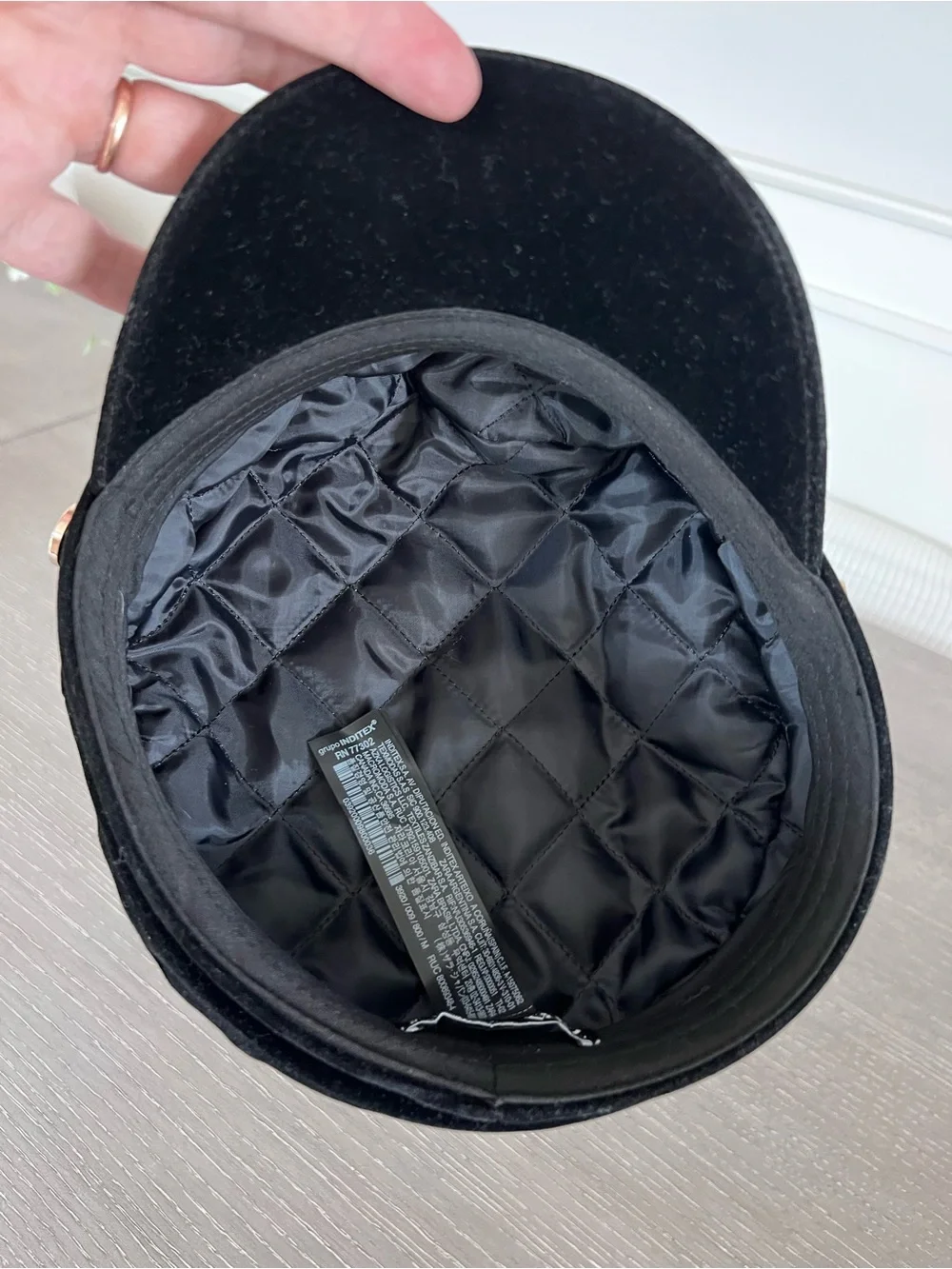 Zara Black velvet  Hat with Interior Logo Tag